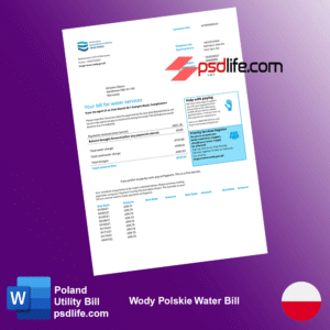 Poland Energa Electric & Wody Polskie Water Utility Bill word Template | Proof of address template psd | download free bill psd