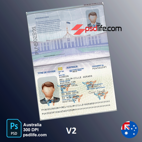 Australia Passport Psd Template In Photoshop Full Editable 0967