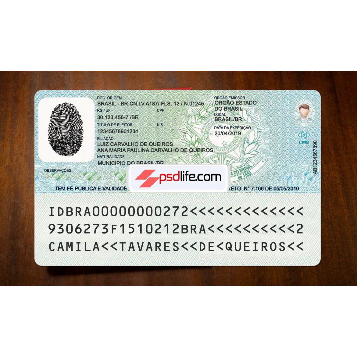 Brazil ID card psd template full editable | Brazil fake id card Template photoshop use for | Modelo psd de cartão de identidade falso do Brasil editável