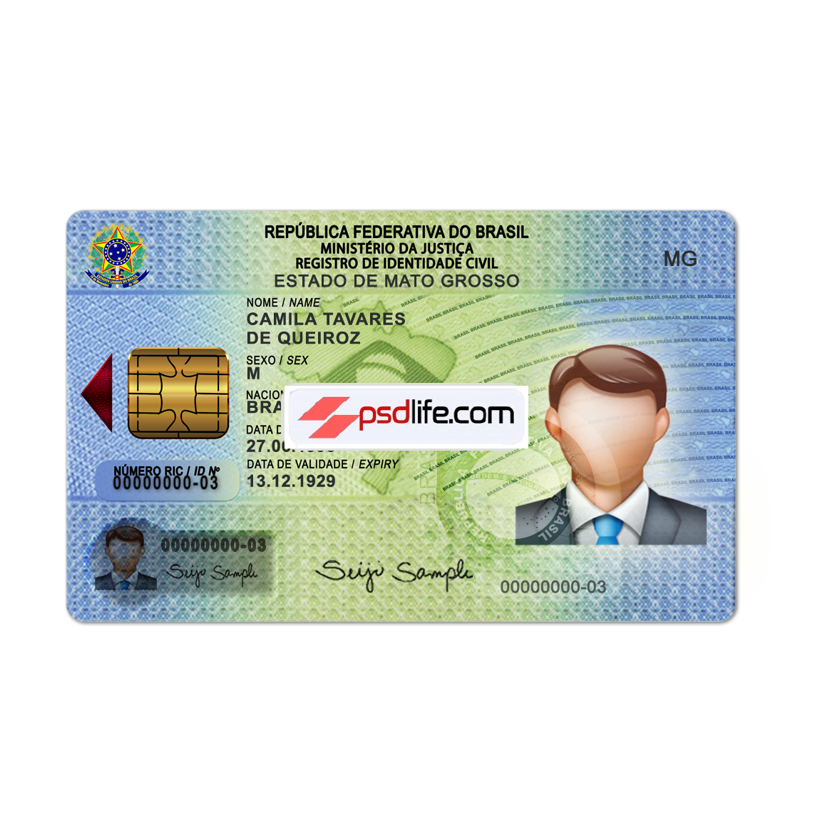 Brazil ID card psd template full editable | Brazil fake id card Template photoshop use for | Modelo psd de cartão de identidade falso do Brasil editável