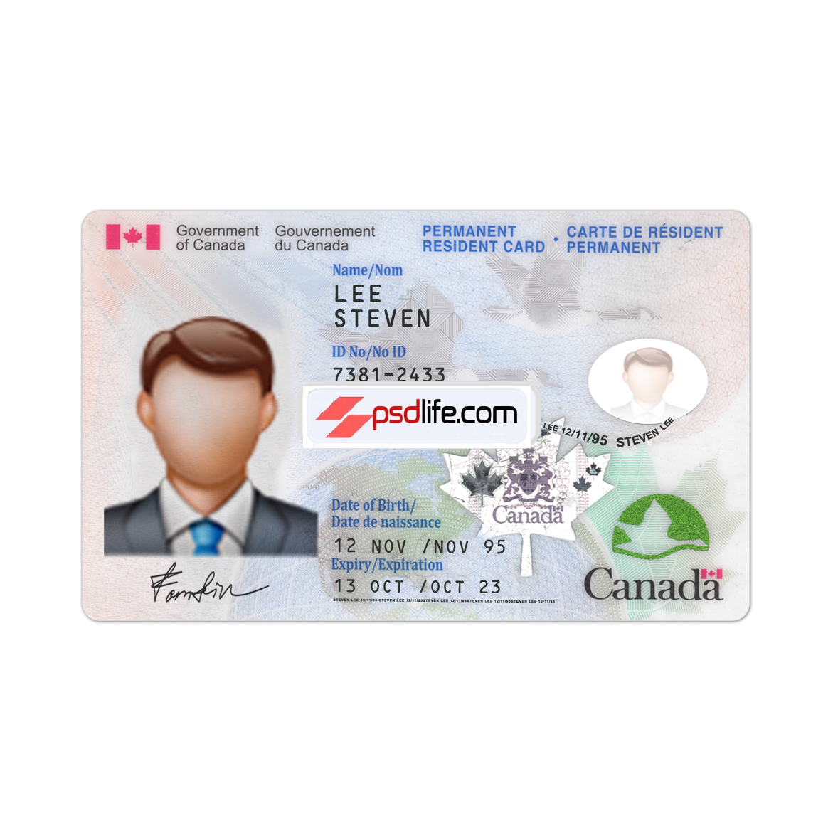 Canada id card Template in psd format for verification crypto websites | Canada id card Template photoshop use for | Fake ID Card
