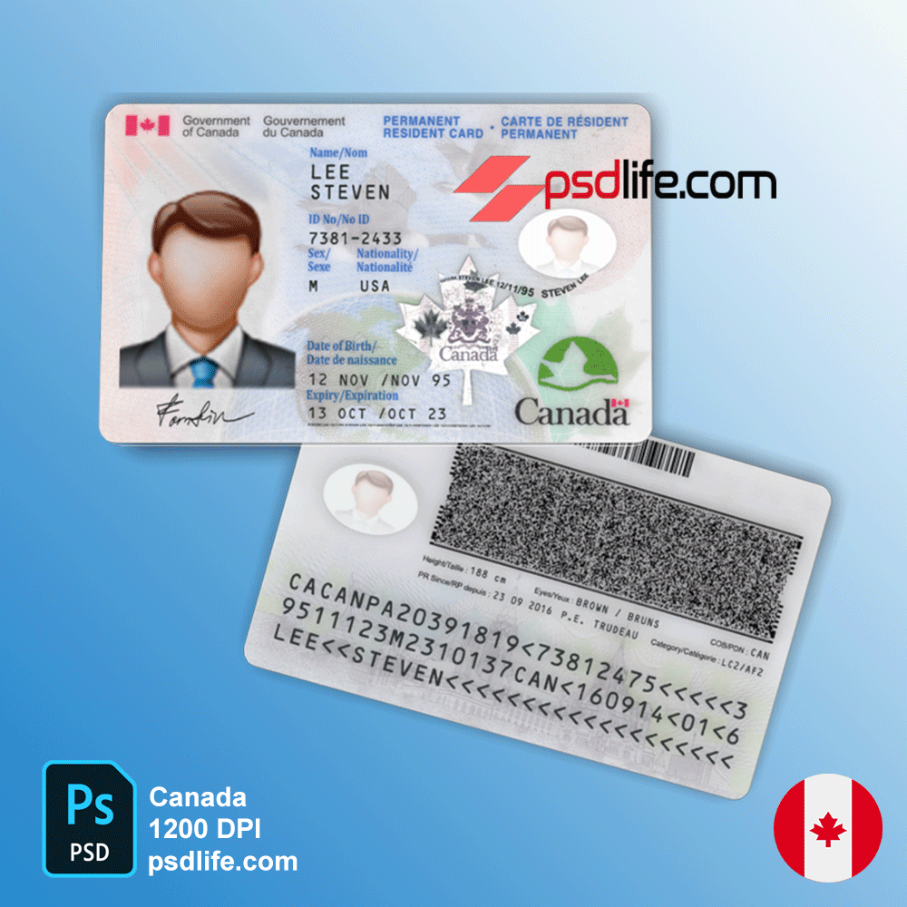 Canada id card Template in psd format for verification websites