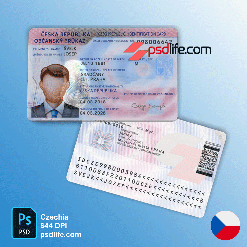Czech Republic id card Psd Template , fully editable with all font