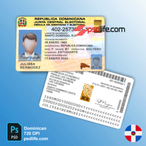 Dominican Republic ID card psd template full editabale | Dominican Republic id card Template photoshop use for