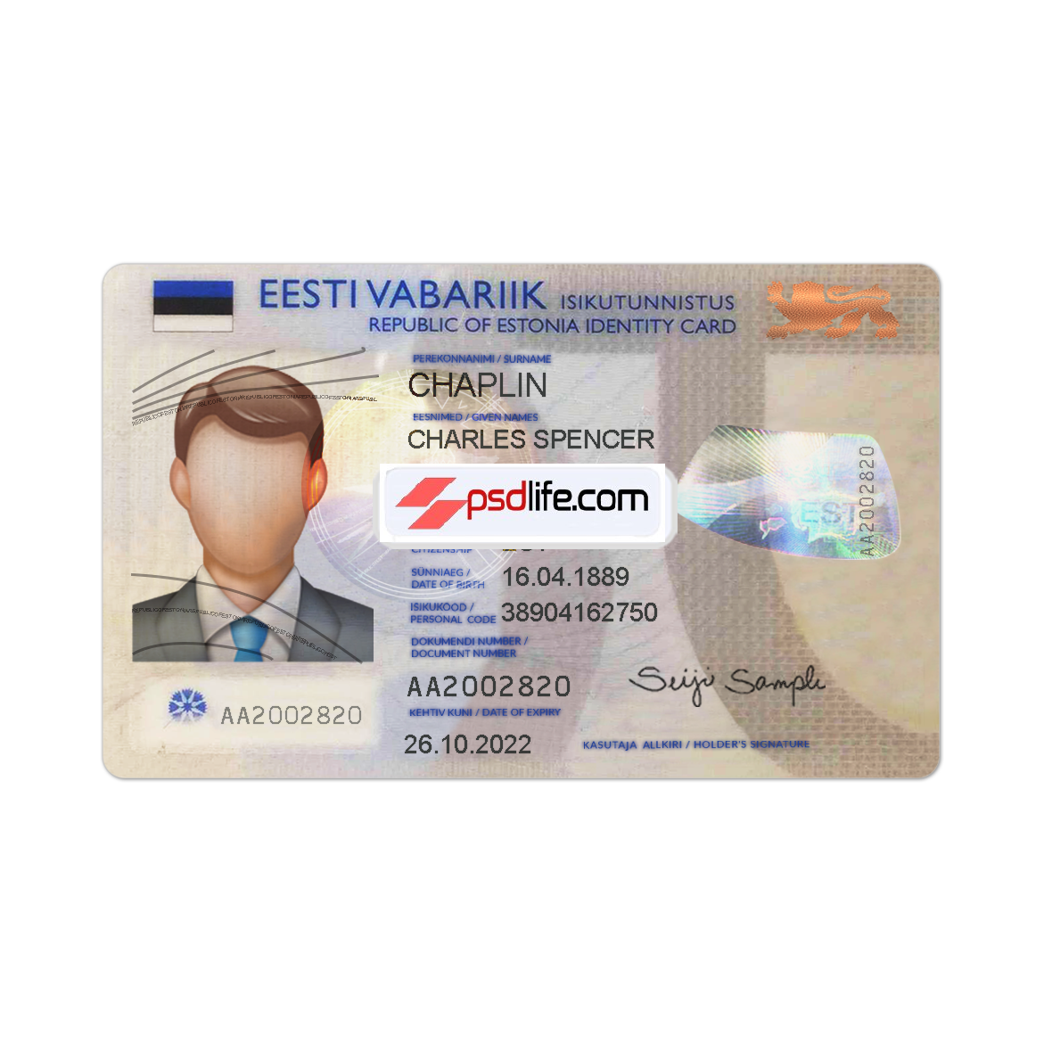 Estonia ID card psd template full editabale | Estonia id card Template photoshop use for | ID Card Number Estonia