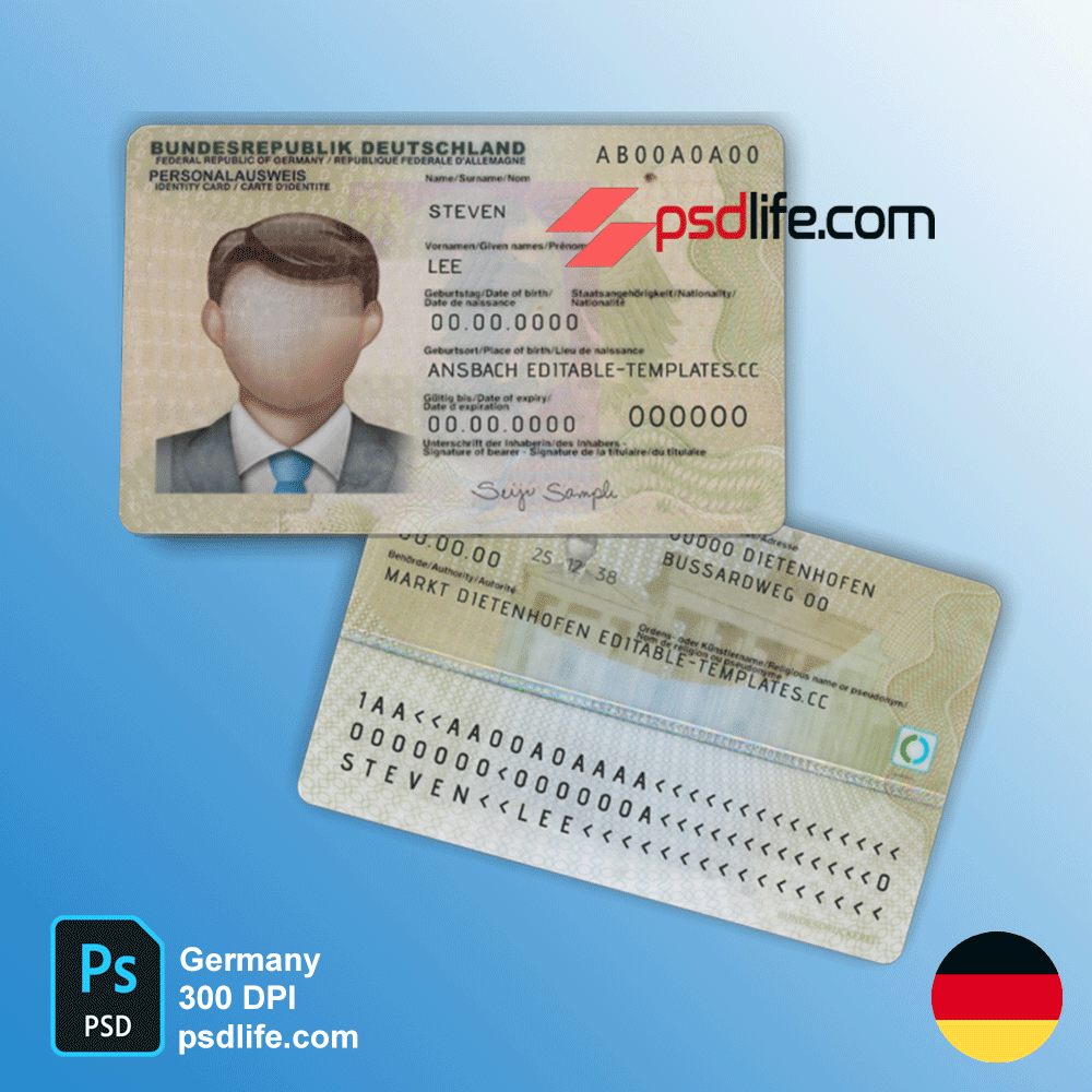 German Fake Id Card 2023 Germany Id Card Psd Template Download Free