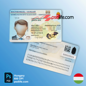 Hungary ID card psd template full editabale | Hungary id card Template photoshop use for | ID Card Number Hungary