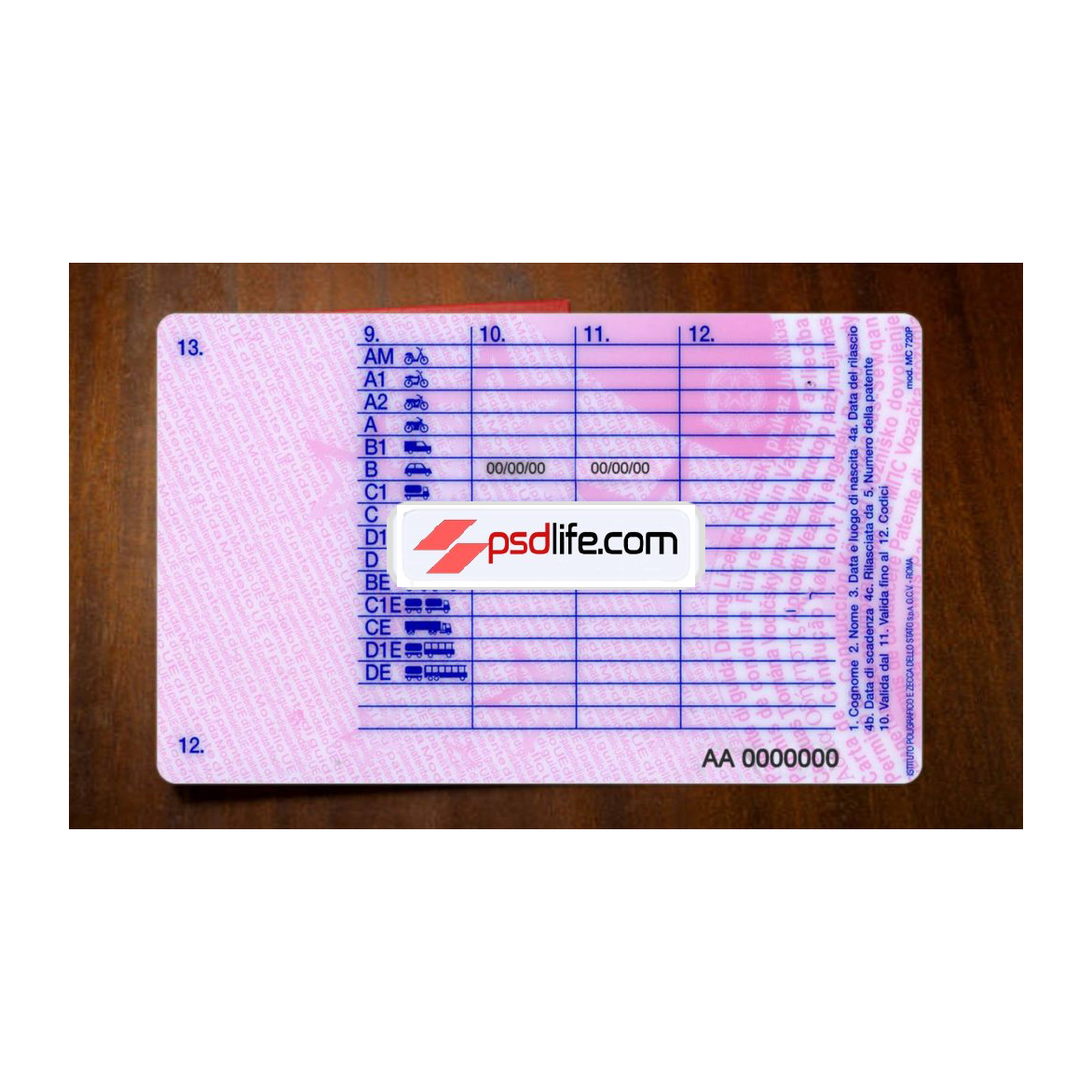 Italy driving licence psd template for Payoneer account verification | drivers license template psd free download