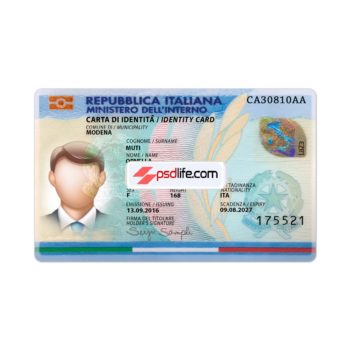 italian fake id | fake italian id card | italy id card sample psd template