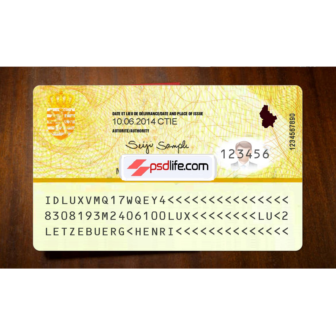 Luxembourg ID card psd template | Lëtzebuerg id card fake Template free editable photoshop free download | identity card photoshop document