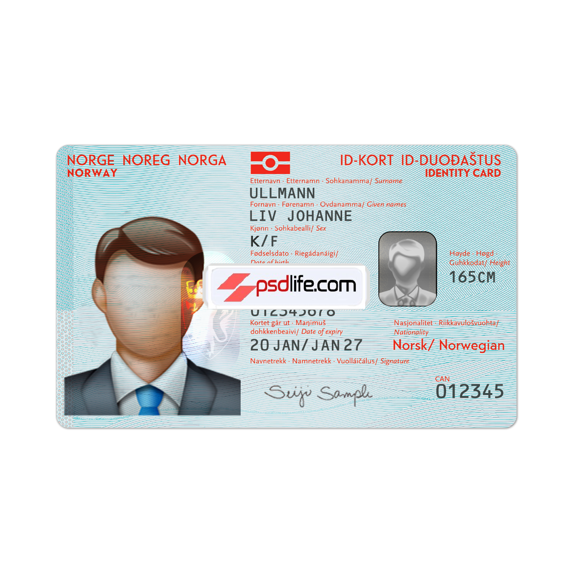 Norway ID card psd template full editabale | Norway id card Template photoshop use for | ID Card Number Norway | Norge ID-KORT falsk Psd-mal redigerbar gratis nedlasting