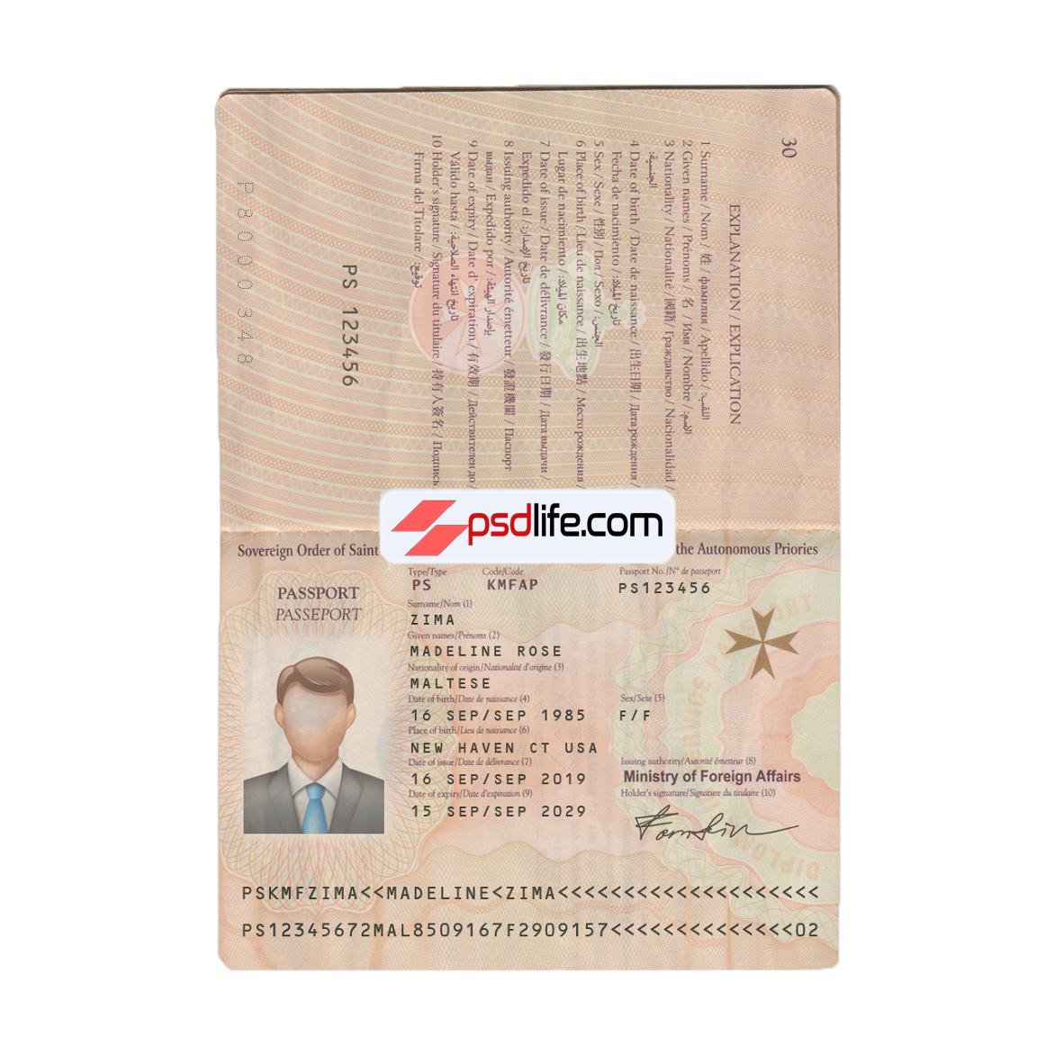 Malta passport psd template , full editable with all font | passport psd templates free download | passport id template | Passaport ta' Malta foloz mudell psd editable download free