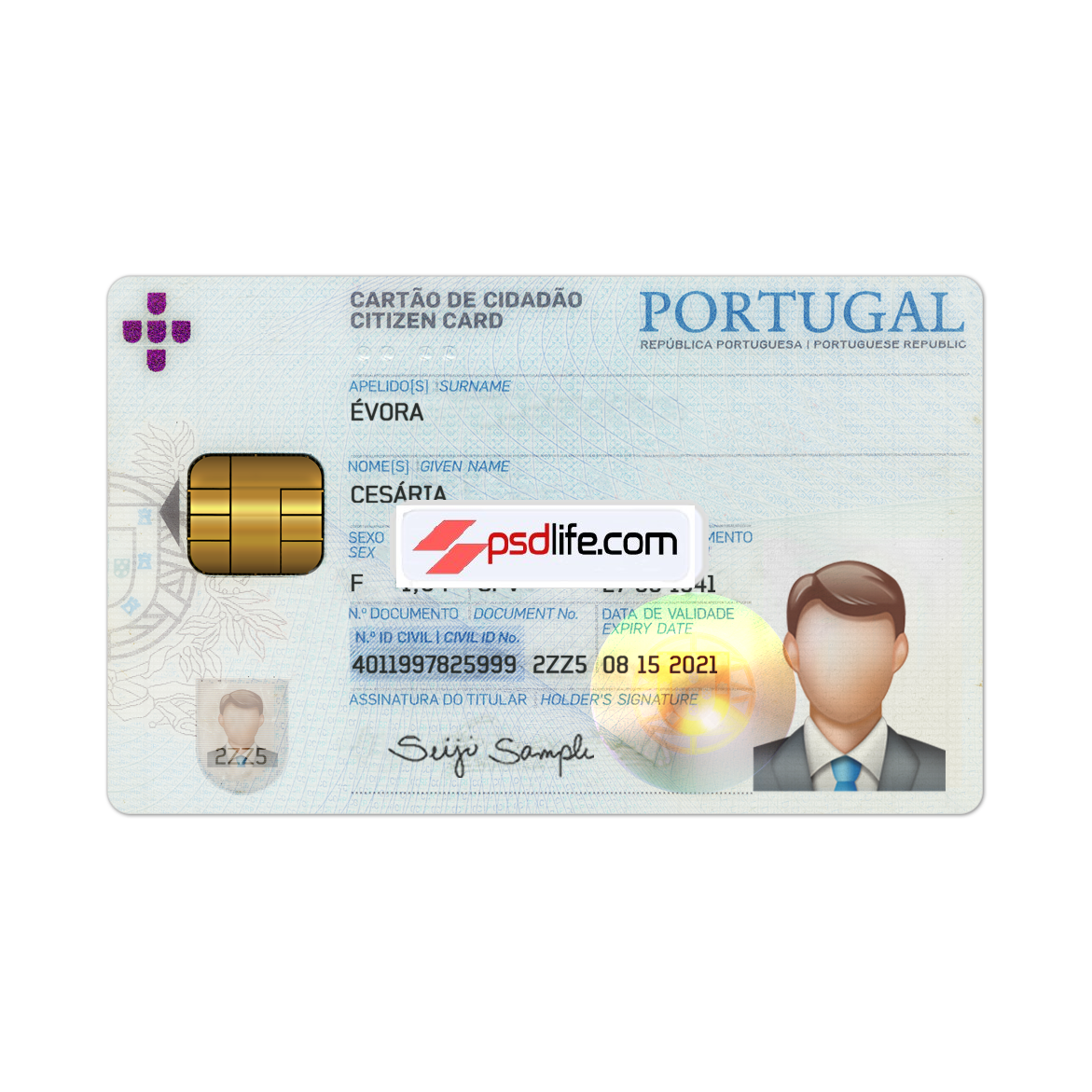 Portugal id card psd file download for account verification | Portugal Id card psd Template free download | Fake ID Card Psd Templates | Modelo de psd falso de cartão de identidade de portugal download grátis editável