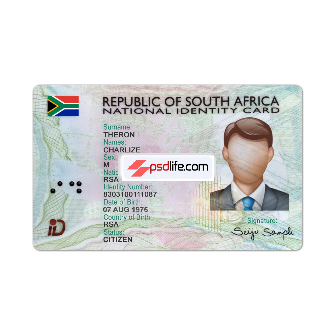 South Africa Id Card Psd Template Photoshop Software Removing Account Limitation 0941