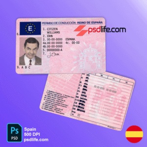 Spain driving licence psd template , full editable with all font | drivers license template psd free download |