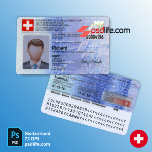 Switzerland ID card psd template full editabale |Switzerland id card psd Template high quality download File