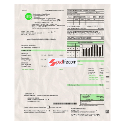 USA Northwestern Rural Electric utility bill Psd Template easy to edit