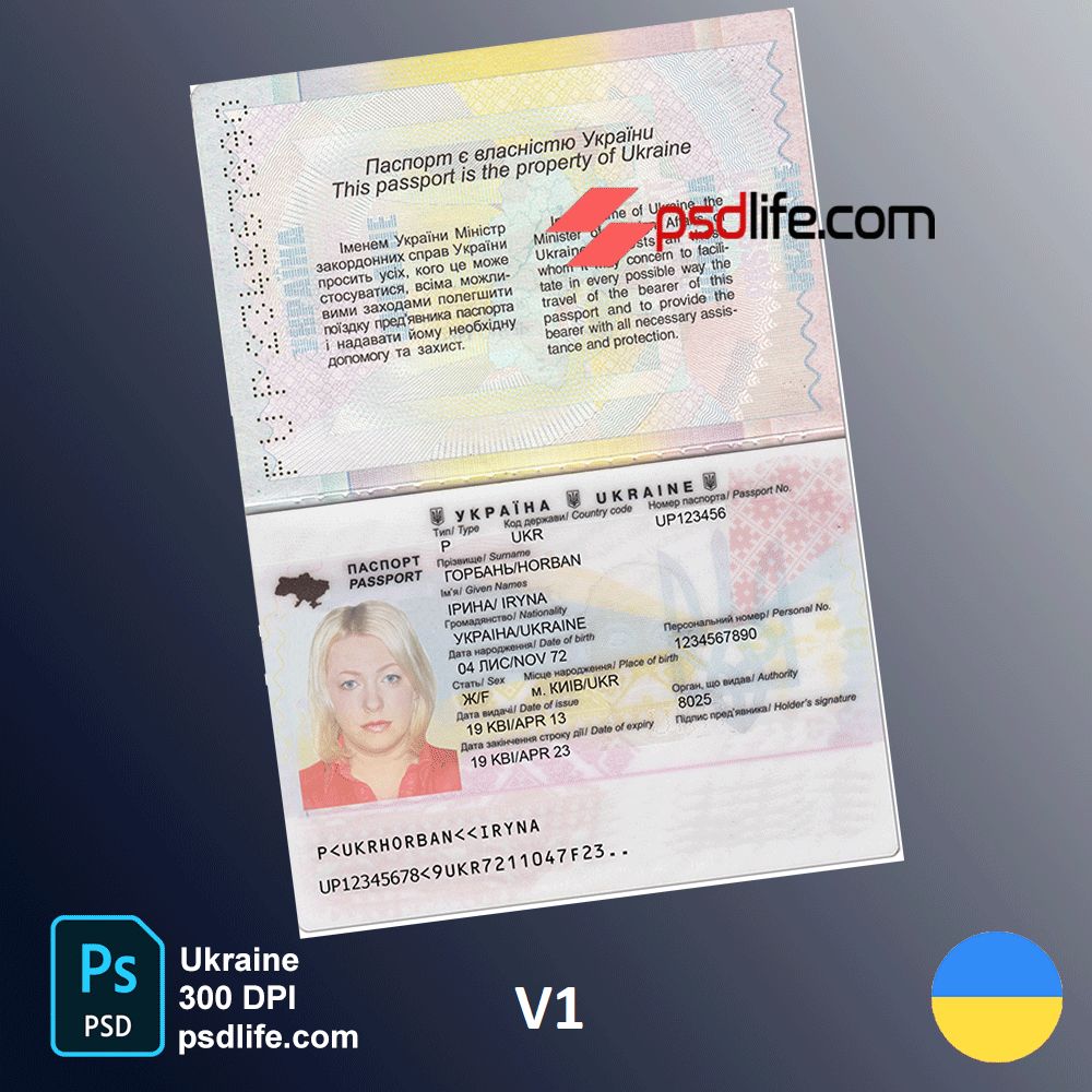 Ukraine Passport Psd Template Photoshop Document Mrz Generate 3330