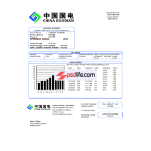 China Utility Bill Psd Template , full editable with all font | Proof of address template psd | download free bill psd