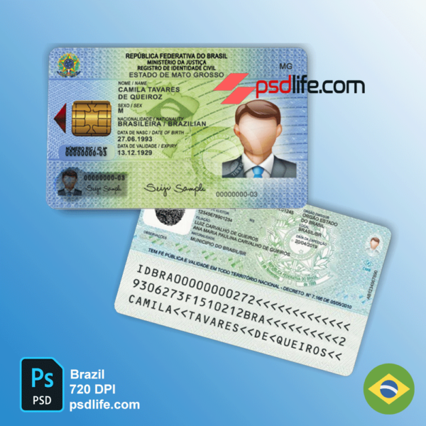 Brazil fake id card psd template editable | brazilian id card generator sample