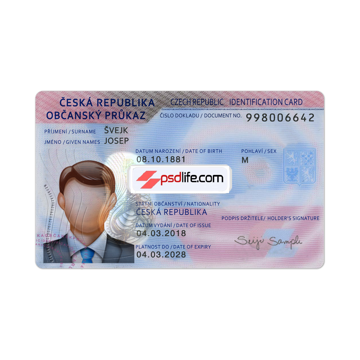 Czech Republic ID card psd template full editabale | Czech Republic id card Template photoshop use for | ID Card Number Czech Republic | Česká republika falešná identifikační karta Psd šablona upravitelná