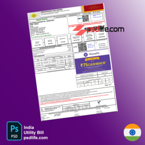 India Indraprasth Gas utility bill psd template for websites KYC | Proof of address template psd | download free bill psd