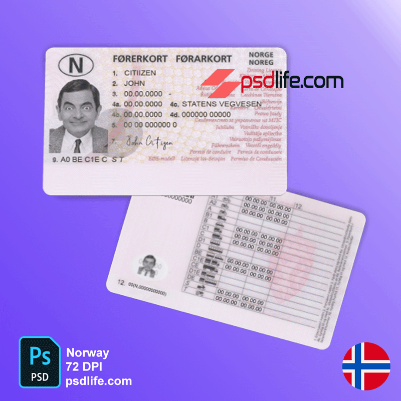 area 51 driving licence psd template