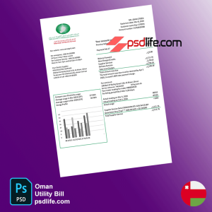 Oman Utility Bill fake Psd Template , full editable with all font | Proof of address template psd | download free bill psd