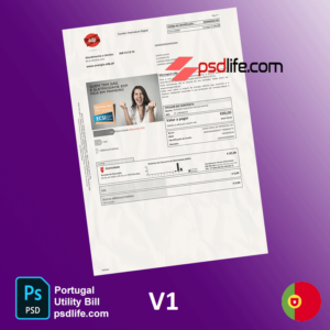 Portugal EDP electricity utility bill template in photoshop format