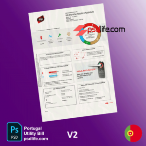 Portugal EDP electricity utility bill template in photoshop format