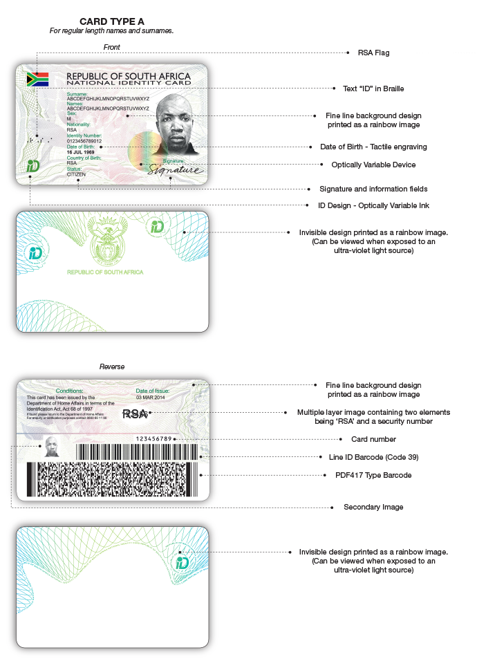 South Africa id card fake psd template