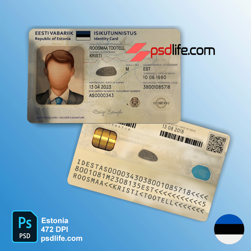 Estonia Fake ID Card Psd Templates new edition 2018