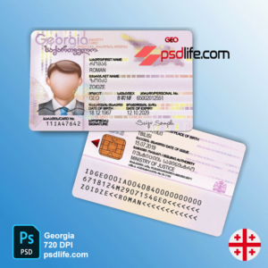 Georgia ID card psd template full editabale | Georgia id card Template photoshop use for | ID Card Number Georgia
