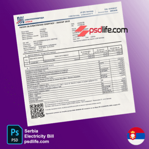 Serbia Електропривреда Србиjе electricity utility bill template in photoshop format