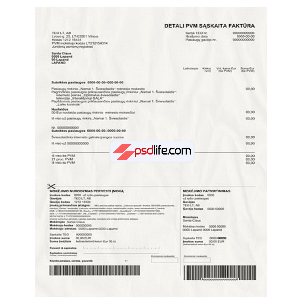 Lithuania Bill Psd Template for Payoneer account verification | Lithuania Utility Bill Psd Template | download free bill psd