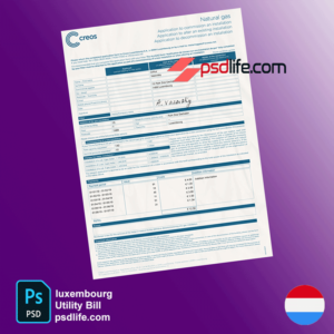 Luxembourg Ccreos natural gas Utility Bill Psd Template file | Proof of address template psd | download free bill psd
