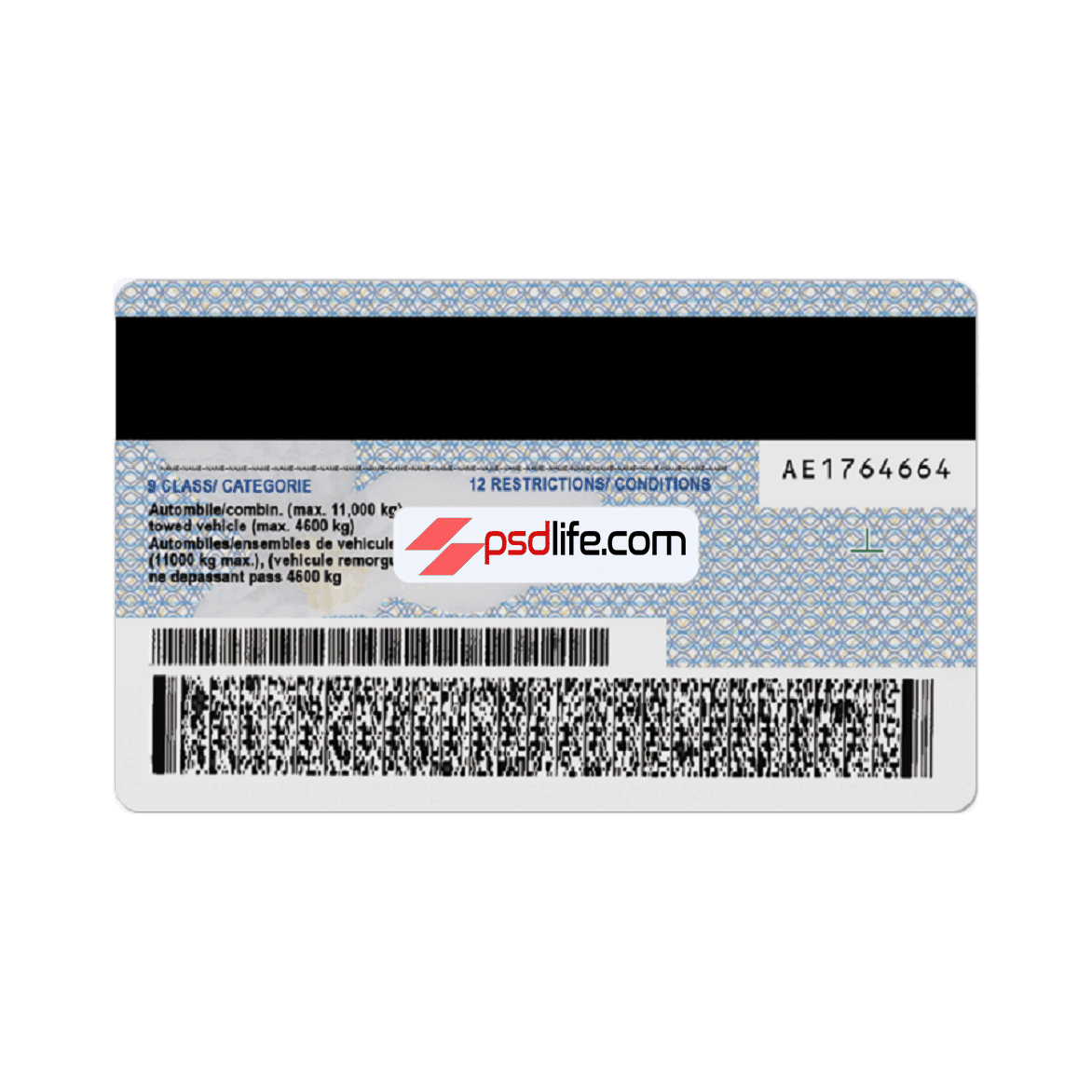 Ontario Canada driving licence design photoshop document template format | drivers license template psd free download