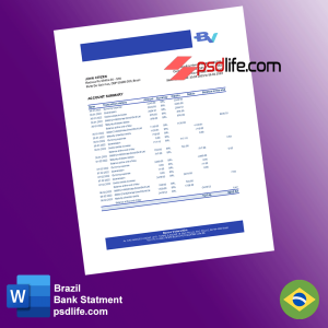 brazil Banco Votorantim bank statement template designe psd template | Proof of address template psd | download free bill psd