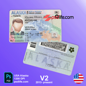 Alaska driving license psd template favorit and rare file | drivers license template psd free download | fake psd template format
