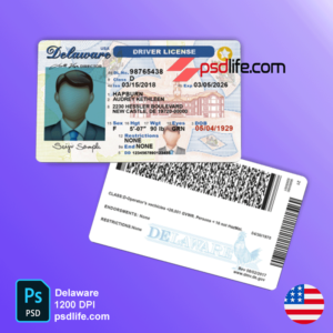 Delaware driving license psd template also laws of driving | drivers license template psd free download and easy editing