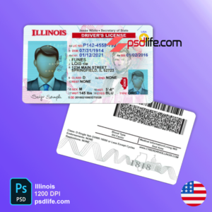 Illinois driving license psd template no problem and easy editing | drivers license template psd free download