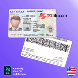 Kentucky driving license psd template and renew online | drivers license template psd free download | fake psd template