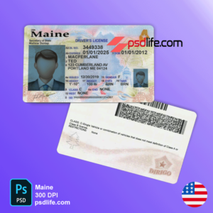 Maine driving license psd template file Learner’s Permit | drivers license template psd free download | fake psd template