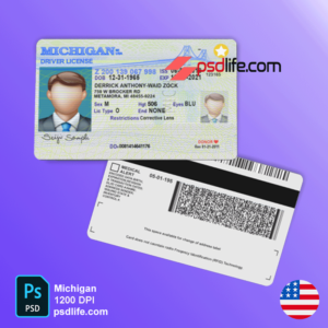 Michigan driving license psd template and Indicators of driving & safty | drivers license template psd free download | fake psd template