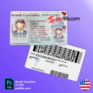 South Carolina driving license psd template & Safety Message | drivers license template psd free download | fake psd template | DL psd