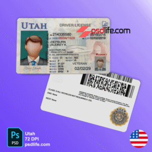 Utah unique features and driving license psd template | drivers license template psd free download | DL psd