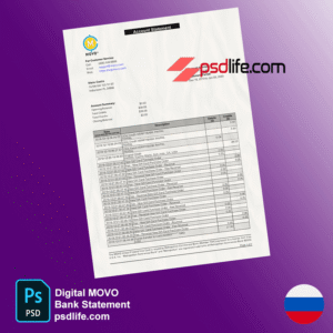 Digital MOVO Cash bank statement psd template and features | fake psd template statement bank download free | verify account