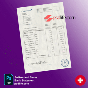 Switzerland or Swiss fake bank statement psd template Savings and investment accounts | fake psd template statement bank download free