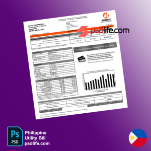 Philippines Meralco electricity utility bill template , fully editable in PSD format