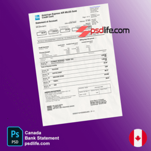 bank statement canada amex air miles gold card account psd template | fake psd template statement bank download free